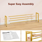 FAVOOSTY 2-Tier Expandable Shoe Rack, Adjustable Shoe Shelf Storage Organizer Space Saving Metal Free Standing Shoe Rack for 
