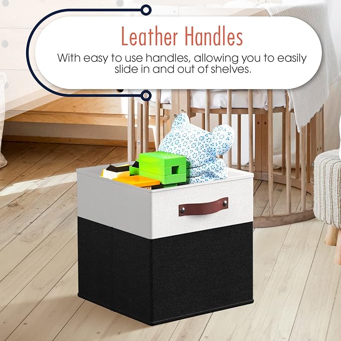 Ornavo Home 13 x 13 Storage Cube Bins, Foldable Collapsible Fabric Storage Bins Box Linen Shelf Basket Cube Organizer for Clo