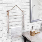 Rustic Wood Ladder Hand Towel Rack for Bathroom, Farmhouse Blanket Ladder for Living Room Hanging Decorative Rack for Blanket