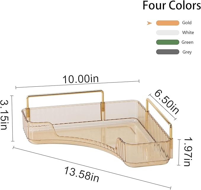 YCIA&DONE Corner Bathroom Counter Organizer, Makeup Organizer for Vanity, Skincare Cosmetic Perfume Tray, Corner Countertop S