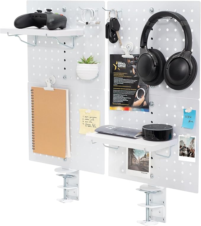 VIVO Steel Clamp-on Desk Pegboard, 24 x 20 inch Privacy Panel, Magnetic Peg Board, Office Accessory Organizer, Above or Under
