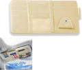 2 Pack Car Visor Organizer for Ford F150 2021-2025, Sun Visor Storage Pouch Premium PU Leather Interior Accessories Pocket Multi-Function Card Holder,Beige