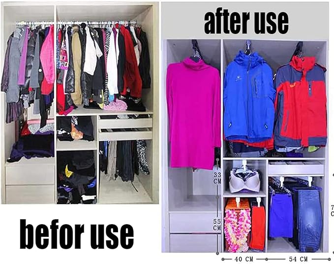 Extendable Clothes Rail with Sliding Track, Pull Out Closet Rod Adjustable 30-60cm Wardrobe Rail Clothes Rack, Wardrobe Organ
