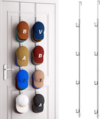HapiRm Over Door Hat Rack - 2 Packs Hat Organizer with 8 Hooks Design, Hanging Baseball Cap Organizer Storage Holds Up to 40 