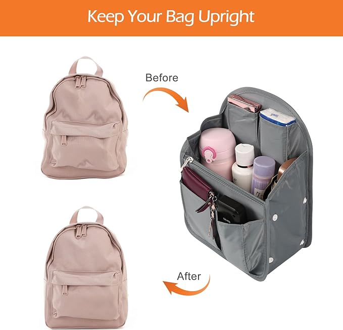 Surblue Backpack Organizer Insert Liner Hanging Travel Rucksack Purse and Handbag Insert Pocket, High-capacity Divider Foldab