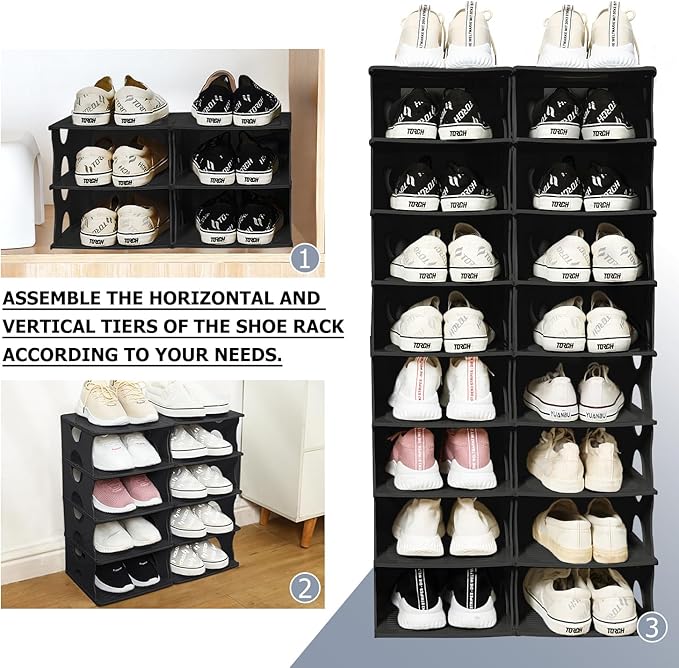 6-Tier Thickened Shoe Rack, Stackable Storage Organizer for Bedroom Entry, Adjustable Rack, Shoe Slots Shelf, Easy Tower Rack