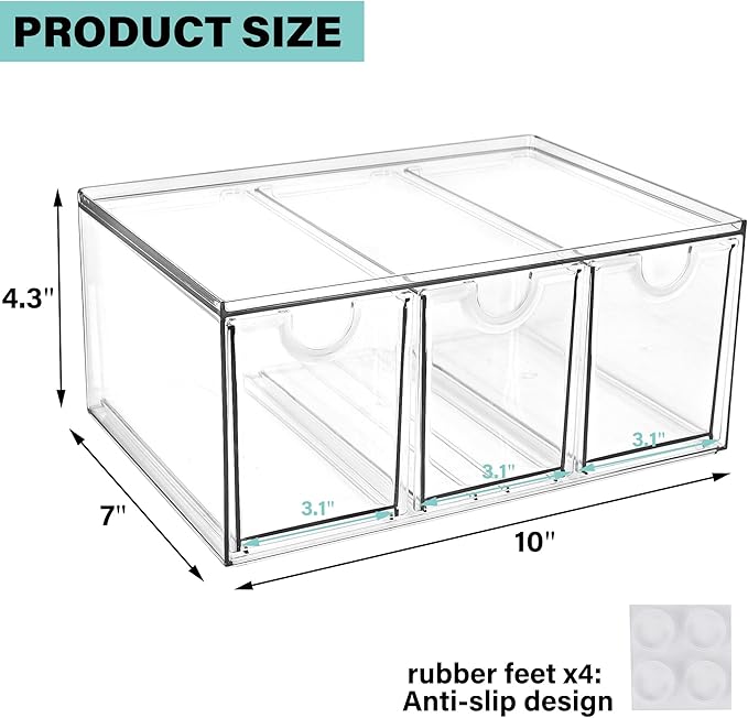 Prsildan Acrylic Makeup Organizer Stackable Storage Drawers with 3 Drawers for Office Desk Vanity Craft Room Clear Drawer Org