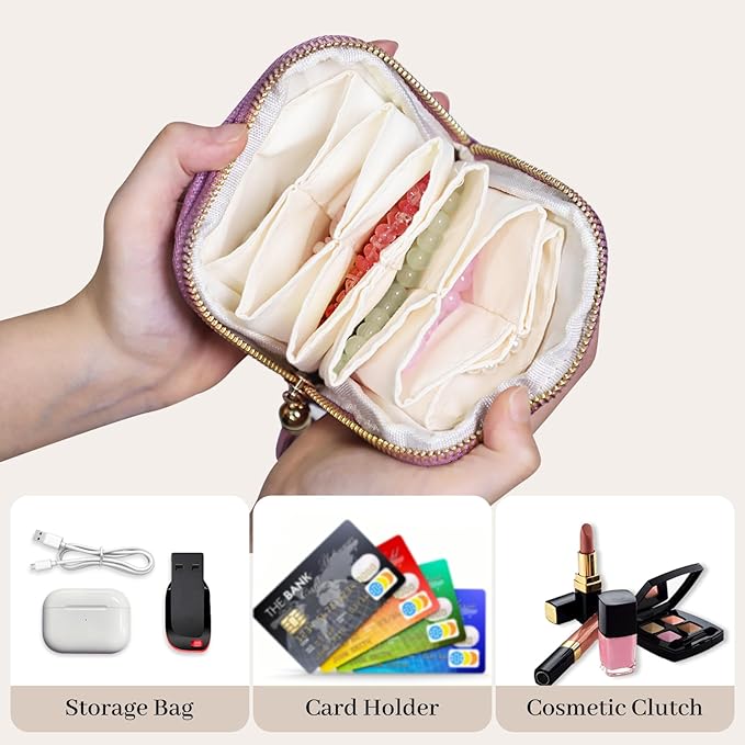 Stratalife Travel Jewelry Case - Portable Jewelry Organizer for Traveling Small Pouches for Bracelets Necklace Bangles Healin
