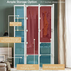 Tangkula Portable Closet Wardrobe, Foldable Clothes Organizer with Cubby Storage, Hanging Rods, Easy Assemble Clothing Storag