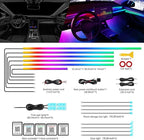 Dreamcolor Acrylic Interior Car LED Strip Light with Wireless APP, RGB 18 in 1 with 175 inches 612 LEDs Fiber Optic Strip Lights for Car, Dual Zone Symphony Neon Car Ambient Lighting