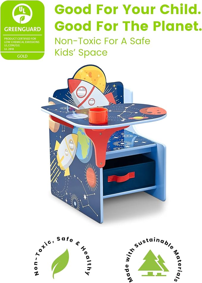Delta Children Space Adventures Chair Desk with Storage Bin - Ideal for Arts & Crafts, Snack Time, Homeschooling, Homework & 
