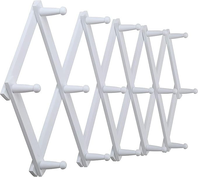 WEBI Accordion Wall Hanger,Expandable Wooden Coat Rack Wall Mounted,Accordion Hat Rack for Wall Rack for Hats,Caps,16 Peg Hoo