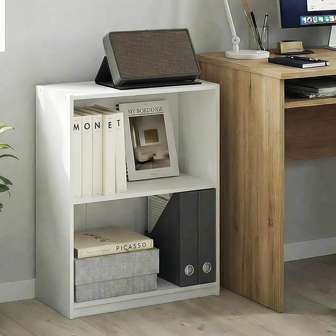 Furinno Gruen Book Shelf, 2-Tier Small Bookshelf, Bookcase with Open Shelf, 9.3 x 21.8 x 27, for Organization and Storage, fo