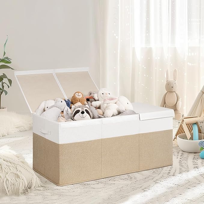 INDRESSME 185L Extra Large Toy Box, Toy Storage Organizer Collapsible Storage Bins with Lids Toy Chest for Playroom, Living R