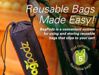 Sturdy Reusable Grocery Bags Foldable and Washable - Made From RipStop Nylon Hold 50lbs - Designed in USA Reusable Shopping Bags Inside a Compact Pod with Carry Clip - 5 Pack in Green