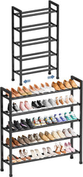 Mavivegue 5-Tier 19"-43.3" Adjustable Shoe Rack for Closet,Expandable Shoe Rack, Hall Entryway,Front Door,Garage, Sturdy Stee