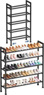 Mavivegue 5-Tier 19"-43.3" Adjustable Shoe Rack for Closet,Expandable Shoe Rack, Hall Entryway,Front Door,Garage, Sturdy Stee