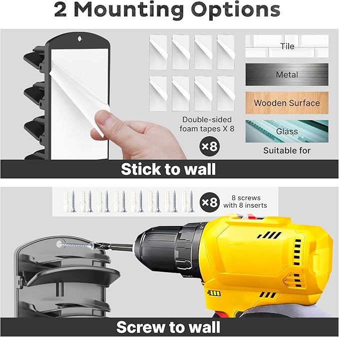 Double Capacity Hat Organizer for Baseball Caps 2 Packs - 40 Cap Storage with Spring Clips, Wall Mount Closet & Door Hat Rack