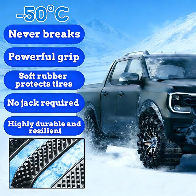 20 Pack Snow Tire Chains Snow Straps, Adjustable Zip Tie Snow Chains, Universal Emergency Snow Chains, Reusable Plastic Anti 