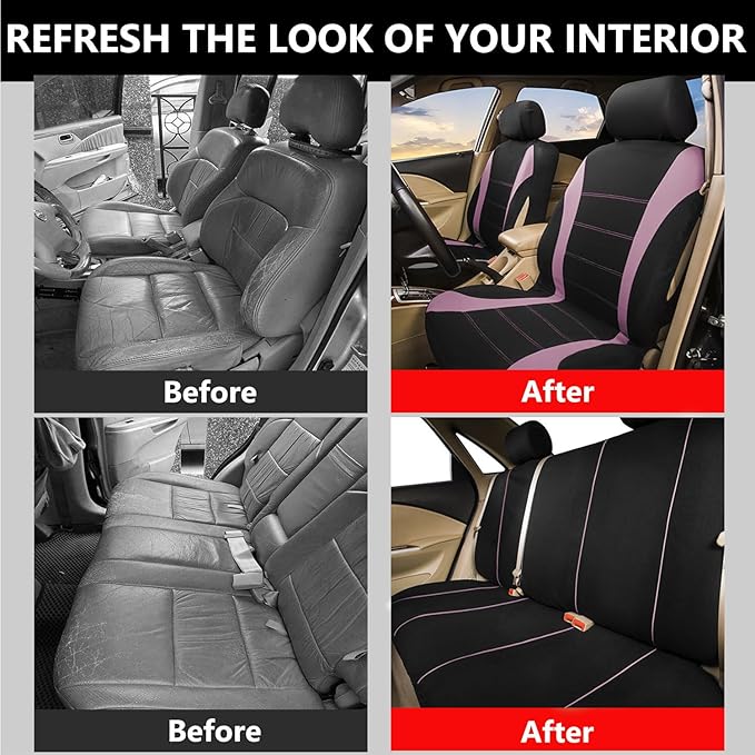 Foneso Car Seat Covers, 100% Breathable with Composite Sponge Inside, Airbag Compatible Universal Fit Accessories Auto for Ca