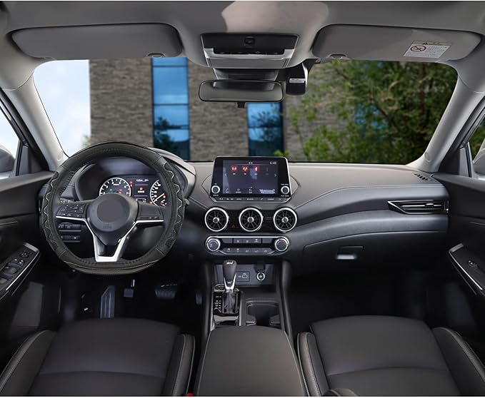 GIANT PANDA Steering Wheel Cover for Nissan Altima Rogue - Car Steering Wheel Cover for Nissan D Shape(Gray-D-Shaped)