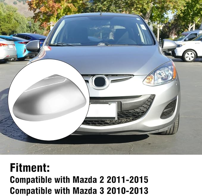 Compatible with Mazda 2 /Mazda 3 2010-2013 Right Passenger Side Mirror Cap Cover, Door Rearview Right Side Mirror Cover Replacement for Mazda, Silver