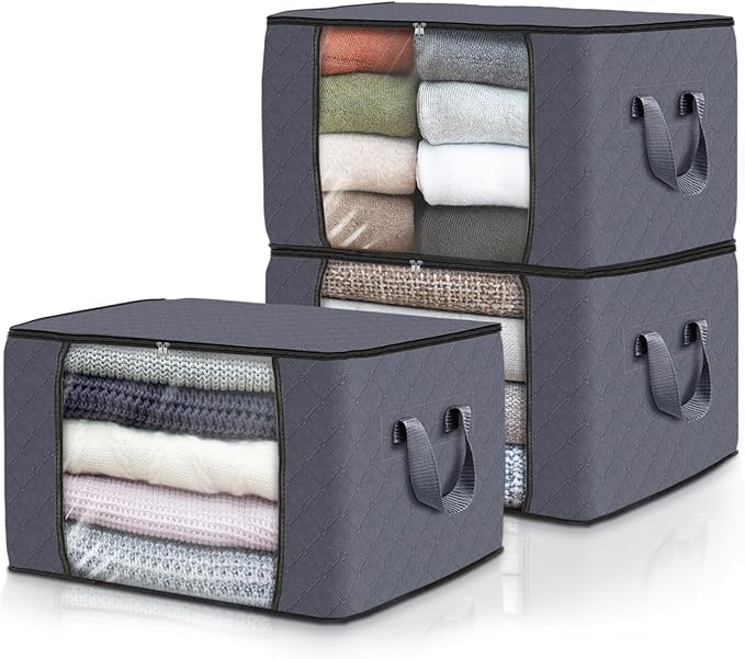 Fab totes Storage Bags,Clothes Blanket Storage Bins Foldable Closet Organizers with Reinforced Handle for Home Dorm Storage a