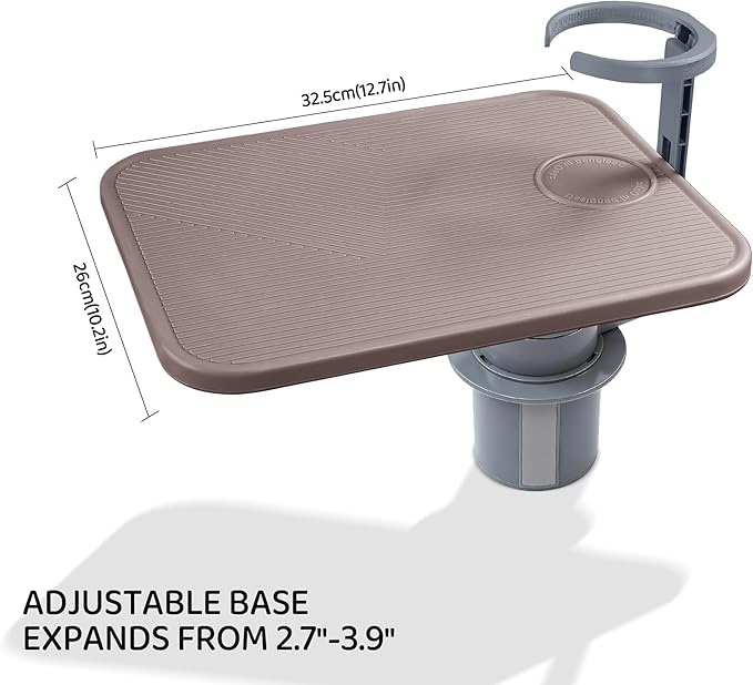 Car Tray & Car Desk for Laptop, 360° Rotating Wood Cup Holder Table,Aluminum Cantilever Laptop Mount for Vehicle,Steering Wheel Tray,Fits for Tesla Model Y/3/S,Camry Forester F150 Tundra&Most Vehicles