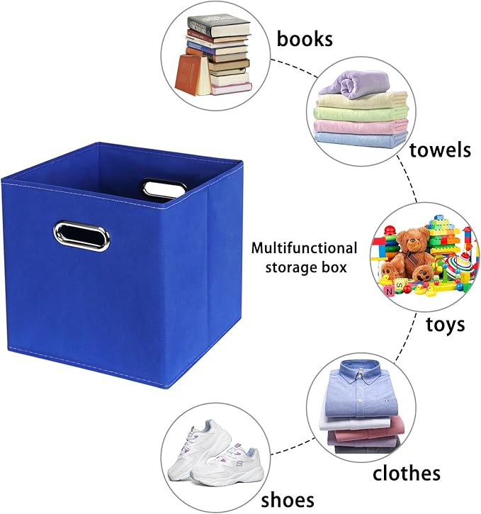 Fabric storage bins Cubes, Fabric Cube Organizer with Handle, Foldable Cube Bins for Cloth or Accessary Storage, 11x11x11, Se