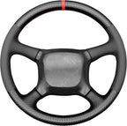 MEWANT Steering Wheel Cover for Chevy Silverado 1500 Astro Blazer Kodiak S10 Made of Matte PU Carbon Fiber Real Leather