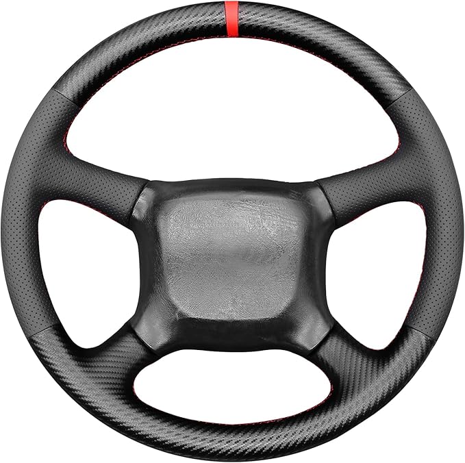 MEWANT Steering Wheel Cover for Chevy Silverado 1500 Astro Blazer Kodiak S10 Made of Matte PU Carbon Fiber Real Leather