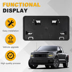 Front Bumper License Plate Frame Bracket Compatible with Ford F-150 5.0L V8 2024 2025, Black License Frame Holder Mounting, R