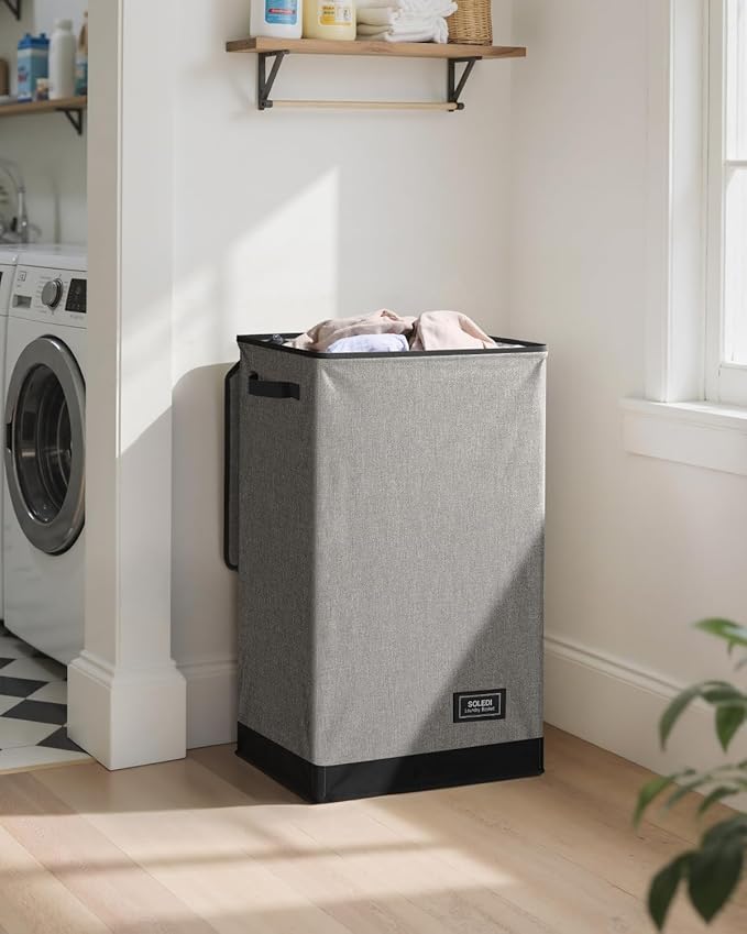 SOLEDI Laundry Hamper with Lid 90L Large & Tall Collapsible Laundry Basket, Clothes Hamper with Bag Removable Easy to Carry, 