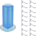 Azar Displays 700220-BLU-2C16 Four-Sided 4”W x 12” Revolving Pegboard Tower Kit Counter Display with 16-Pack of 2 inch Lockin