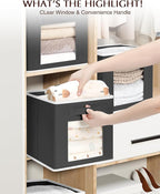 Homsorout Foldable Storage Cubes - Cubby Storage Organizer with Window, Decorative Baskets for Organizing, 11 Inch Fabric Cub