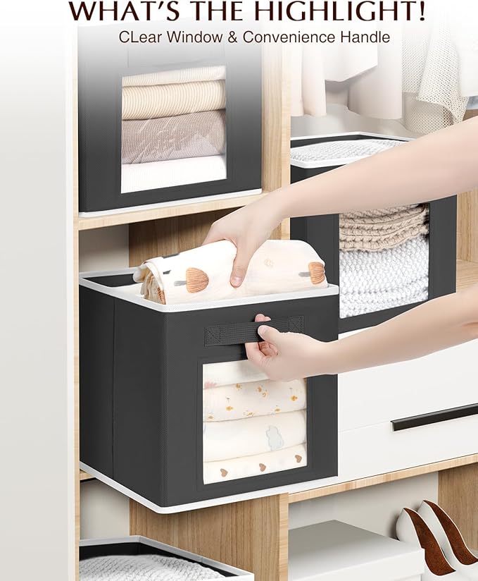 Homsorout Cube Storage Bins - Fabric Shelves for Closet Organization, Foldable Storage Bins for Clothes, Decorative Storage B