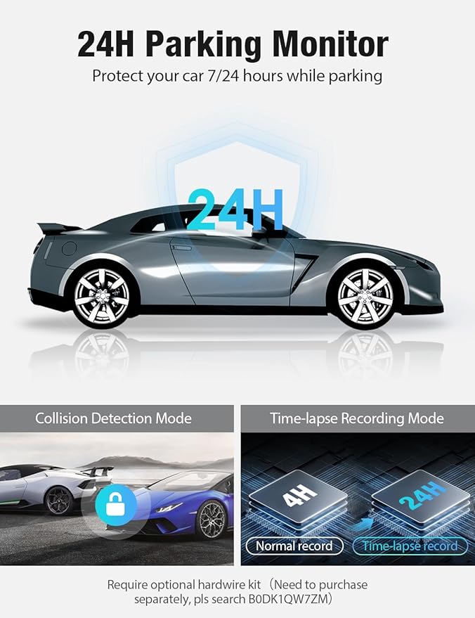 OMBAR Dash Cam 5G WiFi GPS, 3 Channel Dash Cam Front and Rear Inside 2K+1080P+1080P, 3.18" LCD Screen, 64GB Card Included, Du