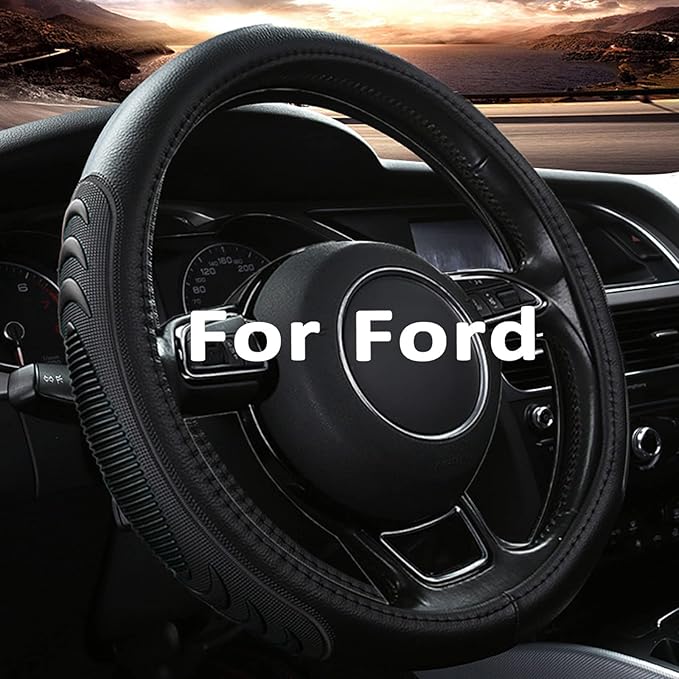Yangday Leather Steering Wheel Cover for Ford F150 F250 F350, 15.5-16 inches Car Steering Wheel Cover with Anti-Slip Massage 