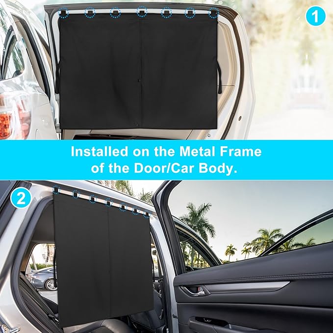 Car Window Shades for Large Windows, Magnetic Car Sun Shade for Baby, Blackout/See Through Option, Back Side Window Covers, Auto Window Curtains for SUV