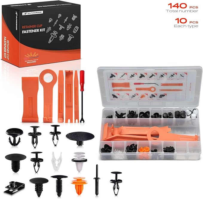 A-Premium 140 PCS 14 Sizes Car Retainer Clip Kit Compatible with Ford Escape 2020-2024, Bumper Fender Door Weatherstrip Trim 