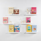 NEXHOME RPO Pine Wood Floating Shelves for Wall, 6-Pack 15.7 Inch Kids Nursery Book Shelves, Multi-Scene Wall Decor Solid Sto