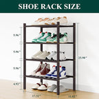 Smiry Shoe Rack, 4 Tier Small Bamboo Shoe Organizer, Stackable Free Standing Wooden Shoe Storage Shelf for Closet, Entryway, 