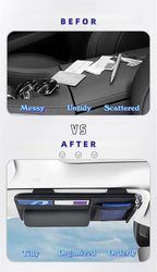 Car Visor Organizer, Multi-Pocket Sunvisor Storage with Sunglass Holder, Document Holder and Visor Card Clip, Fit for AUTO SUV & Truck, Leather Car Accessories Interior (Grey)