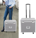 Locking File Box Aluminum Alloy Portable Storage Case with Telescopic Handle Mobile File Organizer with Combination Lock Roll