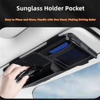 Car Visor Organizer, Multi-Pocket Sunvisor Storage with Sunglass Holder, Document Holder and Visor Card Clip, Fit for AUTO SUV & Truck, Leather Car Accessories Interior (Black)