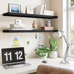 Fixwal Floating Shelves for Wall, 35" Long Heavy Duty Wall Mounted Rustic Wood Shelves for Living Room, Bedroom, Bathroom and