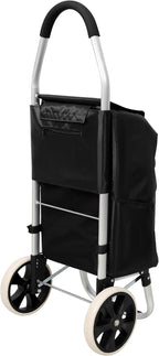 【LuckyNote】 Shopping Trolley with Wheels,Trolley Black Foldable Shopping Cart,Removable Shopping Oxford Waterproof Bag (Black)
