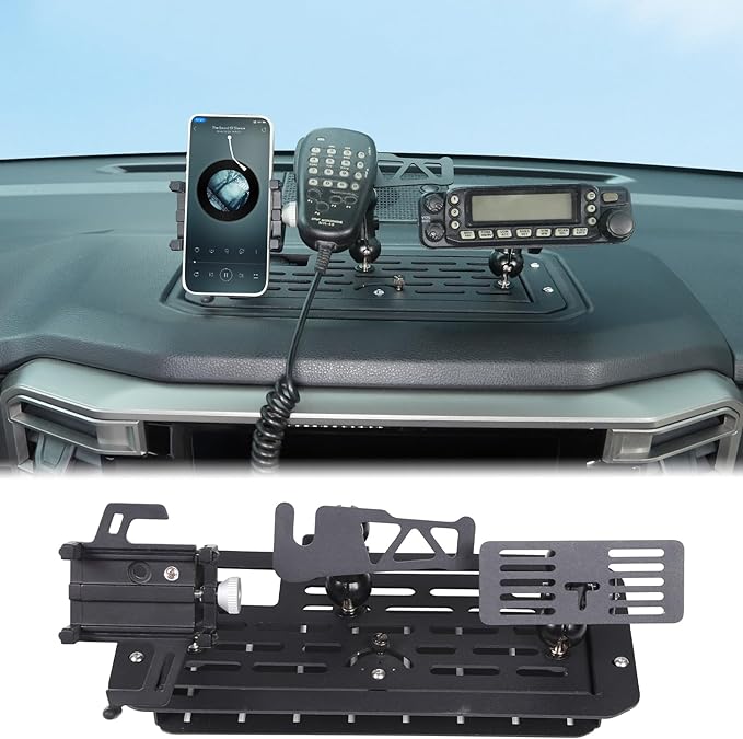 Aunginsy Center Console Dash Storage Organizer Tray Compatible with Toyota Tundra/Sequoia 2022-2026, Dashboard Storage Box with Phone Holder/Walkie-Talkie Stand/Radio Stand Insert Mounted Accessories