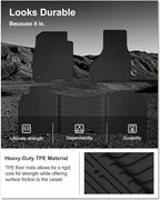 KIWI MASTER Floor Mats for 2009-2018 Dodge Ram 1500/2500/3500 Crew Cab, 2019-2024 Ram 1500 Classic Crew Cab, All Weather Car Mats, Custom Fit TPE Floor Liners, Front & Rear 2 Row, Black