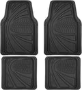 Motor Trend FlexTough Guard All-Weather Floor Mats for Cars – Black Waterproof Rubber Floor Mats, Universal Trim-to-Fit Automotive Accessories for Cars, Trucks & SUV